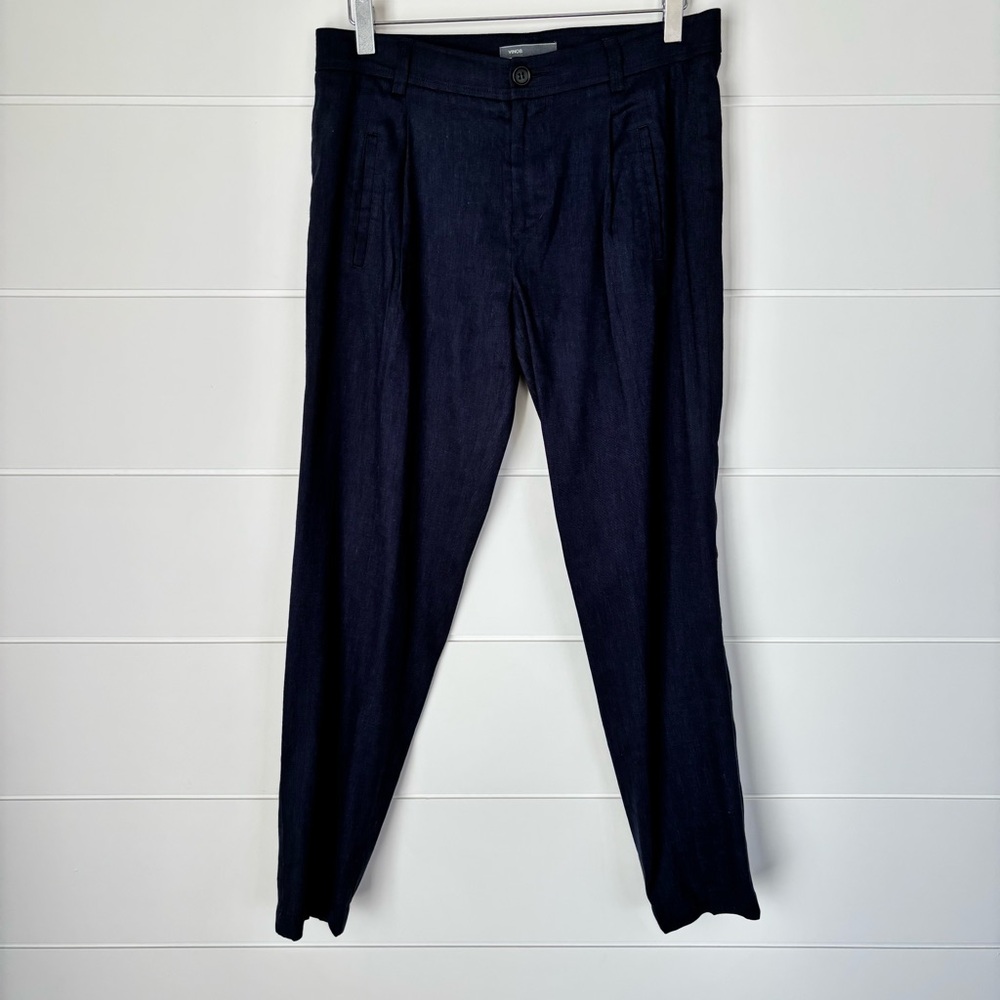 Vince Dark Blue Slim Fit Lightweight Tapered Women's Trousers Size 2
